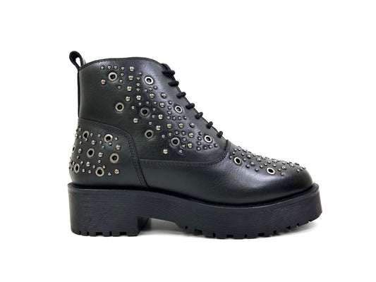 Lace Up Chunky Boot Metal Studs 